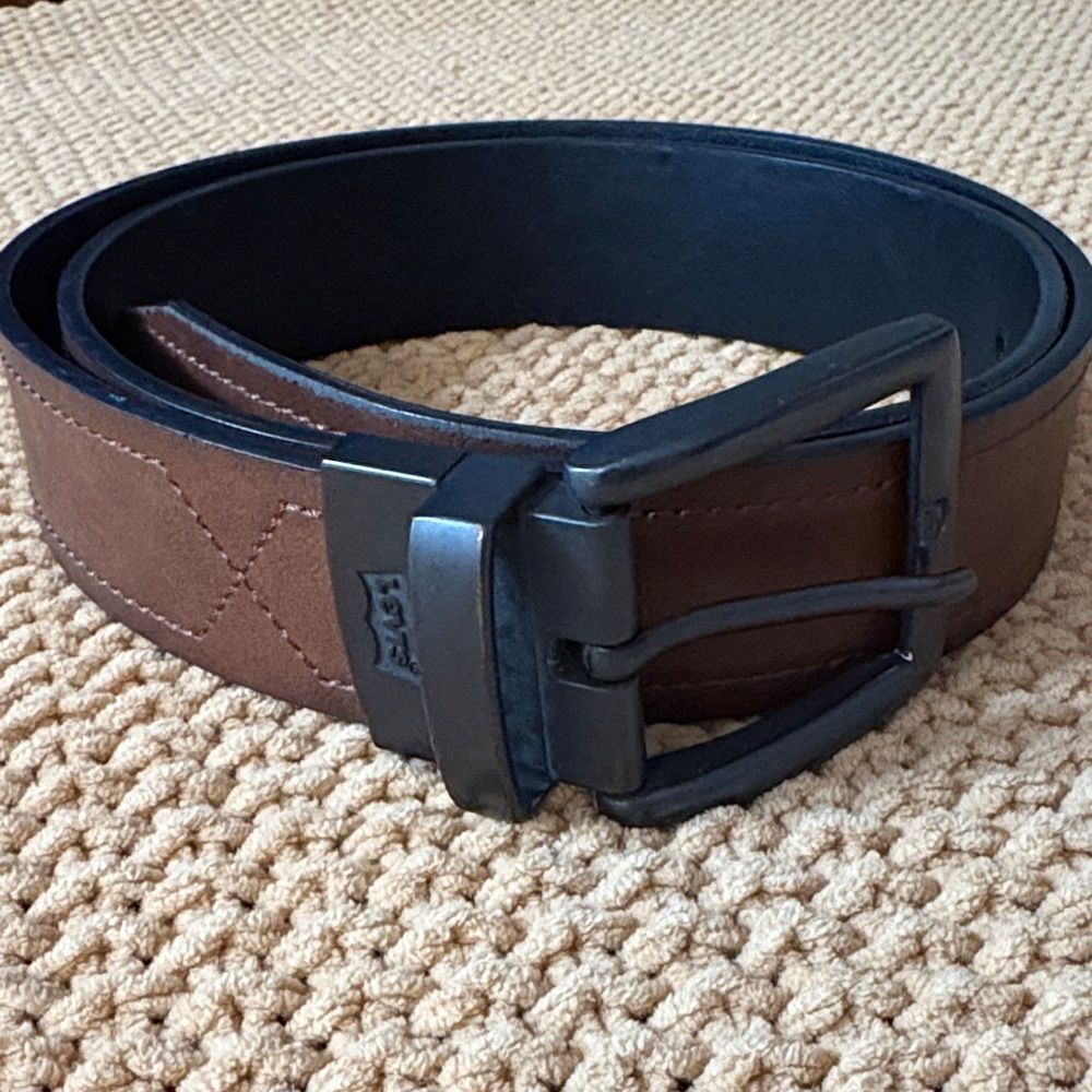 Levi's Brown and Black Synthetic Leather Mens Belt Size L 38-40